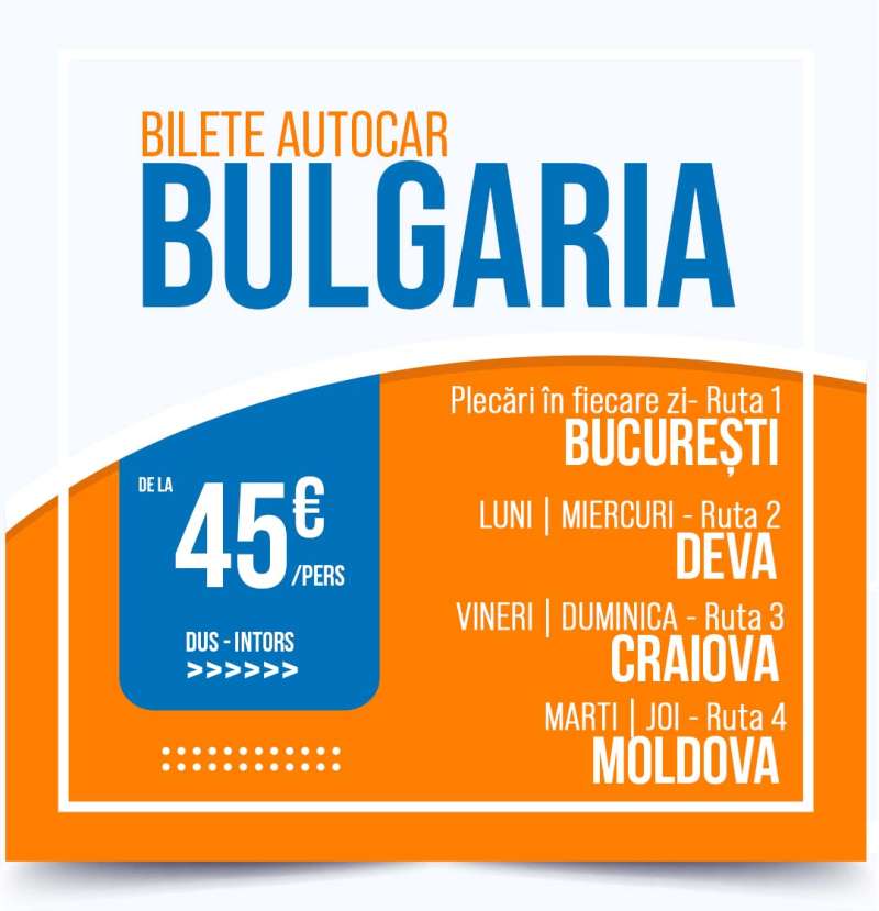 Bilete autocar Bulgaria Curse charter autocar